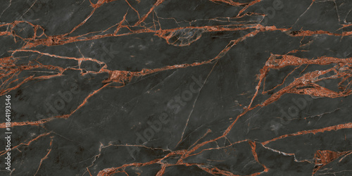 Cuadro en lienzo Elegant black marble texture with bold red mineral veins and high-contrast natural stone details, ideal for luxury interiors, tiles, and modern decorative design