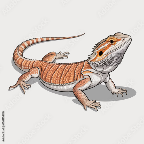 An intricate, vibrant illustration of a bearded dragon lizard, showcasing its unique features and colors, perfect for reptilian enthusiasts and art lovers alike.