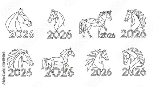 Set of horse vector illustrations