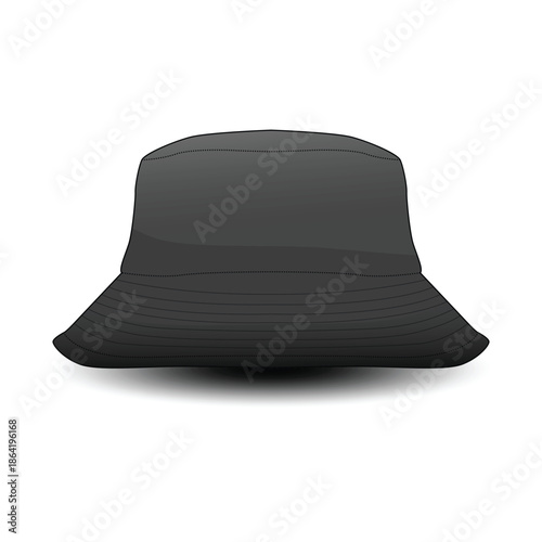 Black bucket hat vector illustration
