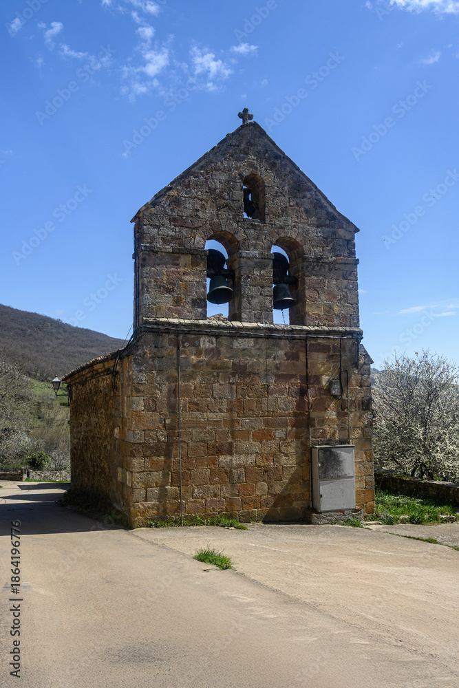 Fototapeta premium Bell gable of San Quirico and Santa Julita Church in Parapertu