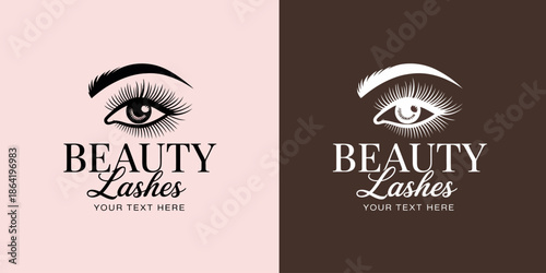 Stylish dual-toned eyelash logo design showcases elegance and beauty, perfect for a beauty business focusing on eyelash extensions and makeup artistry.