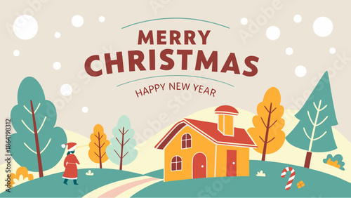 winter landscape with houses