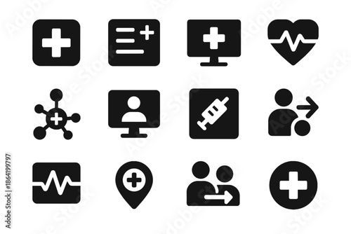 Gateway icons vector remote spacing icon tool block telemedicine flat background invisible