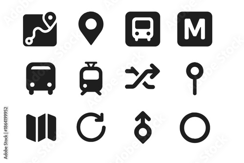 Transport set background invisible icon block corners shading public vector optional