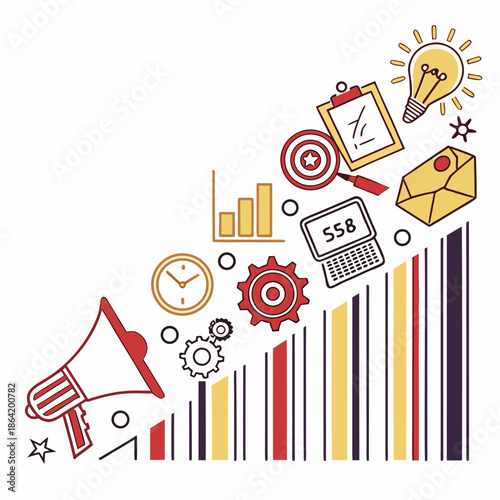 Startup and Entrepreneurship Concept Graphics in Barcode