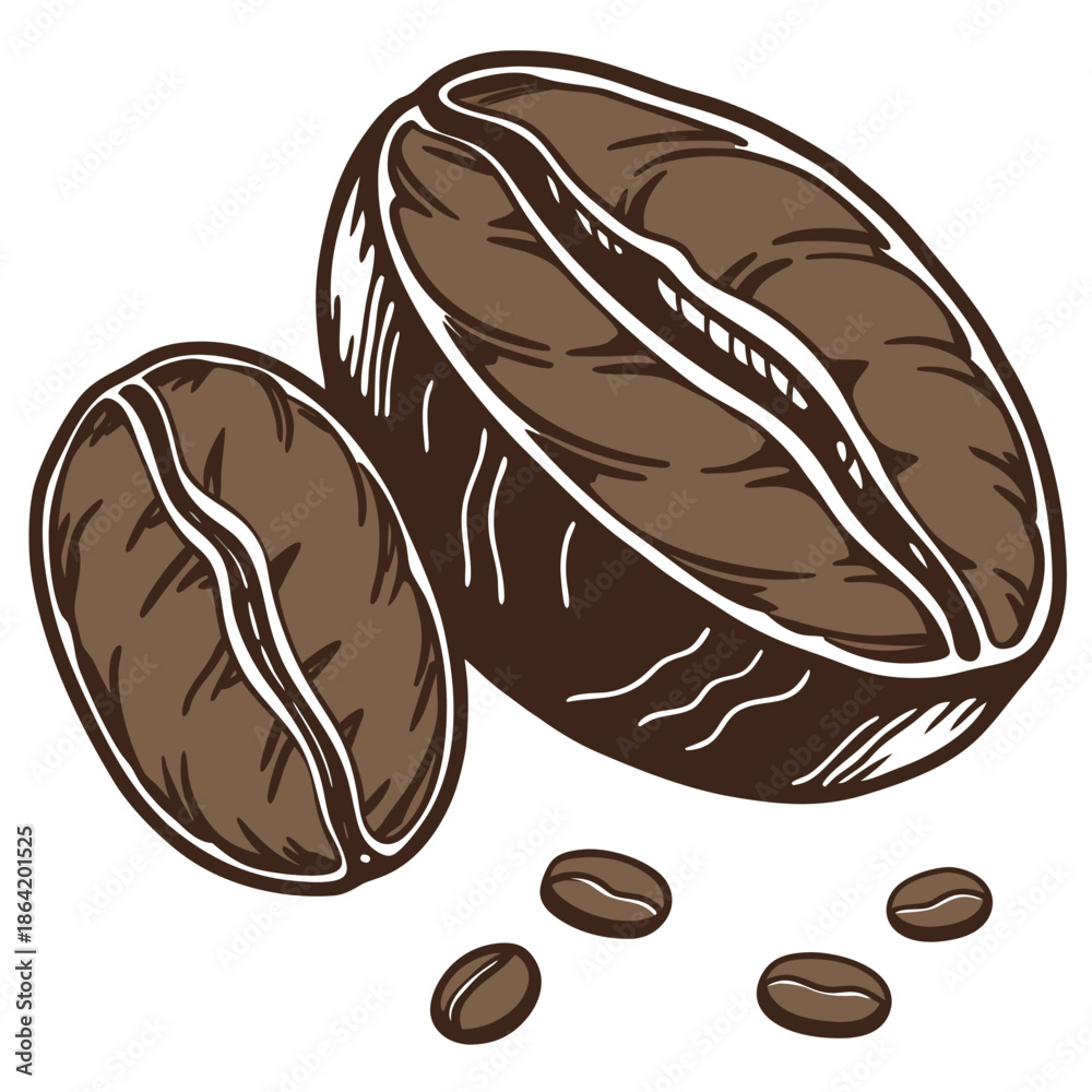Obraz premium Roasted Coffee Bean Vector Icon on White Background