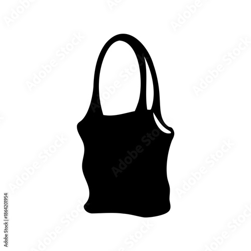 A sleek and functional black tote bag silhouette, perfect for daily use and shopping Vector, illustration