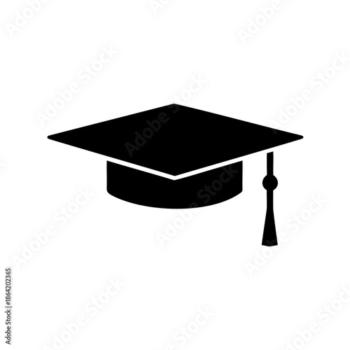 Classic black graduation cap icon symbolizing academic achievement and success Vector, illustration