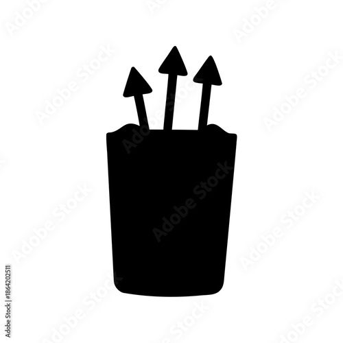 Three upward-pointing arrows emerging from a container, symbolizing growth or direction Vector, illustration
