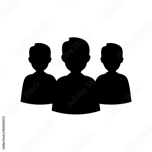 A simple icon depicting three human figures in silhouette, representing a group or team Vector, illustration