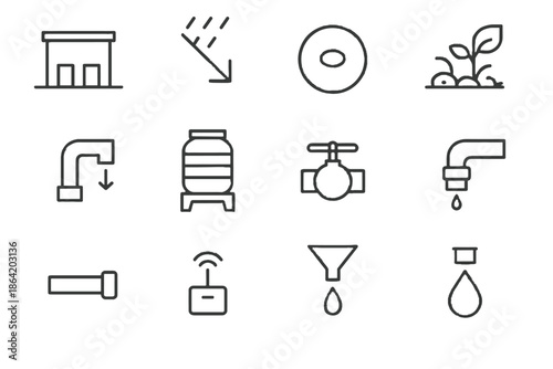 Rooftop vector rainwater connection urban tank vertical outlet icon icons drain minimal