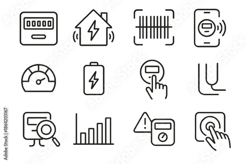 Vector screen home usage app indicator smart icon icons energy barcode meter