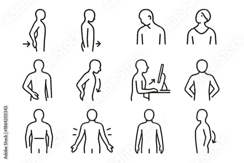 Icon angle back posture tilt open symbol activation behind icons healthy vector