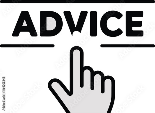 Seeking guidance: a pointing cursor highlights the word advice for helpful direction