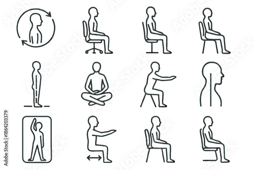 Icon vector flexible icons rest healthy zone alignment stretch posture foot cue