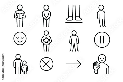 Patience backpack symbol icon line vector adult mindful queue hold icons clasped