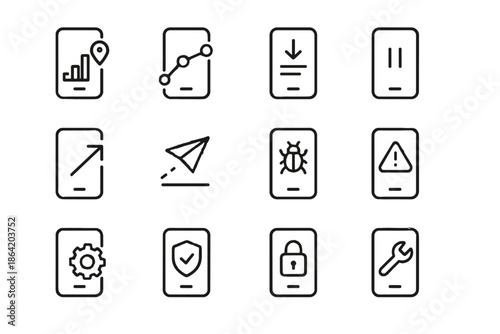 Telemetry crash icon upgrade app event maintenance vector safe analytics mobile flush