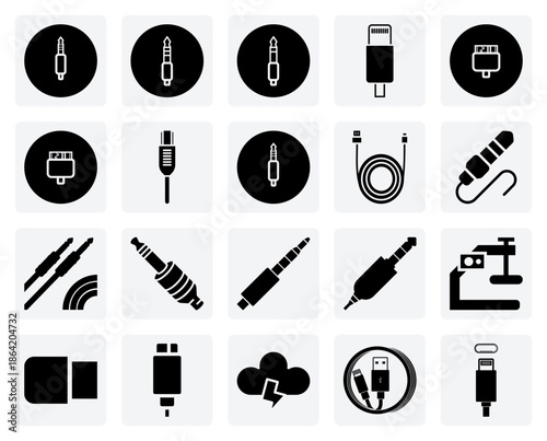Specific Connector And Jack Designs – Lightning, Micro Usb, And 6.3Mm Audio Plugs For Technical Illustrations And Schematics.