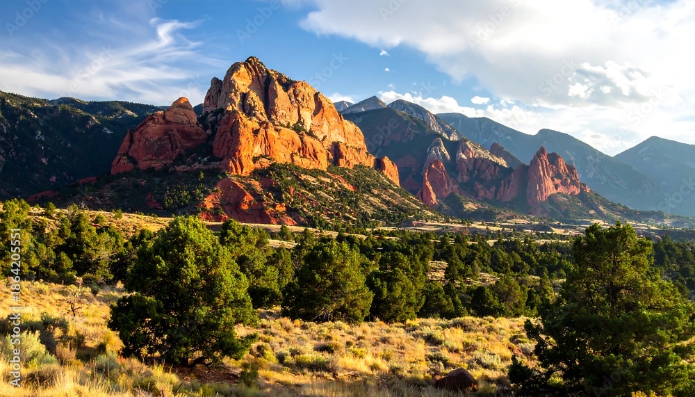 Fototapeta premium Majestic Red Rock Formations Under a Dramatic Sky.