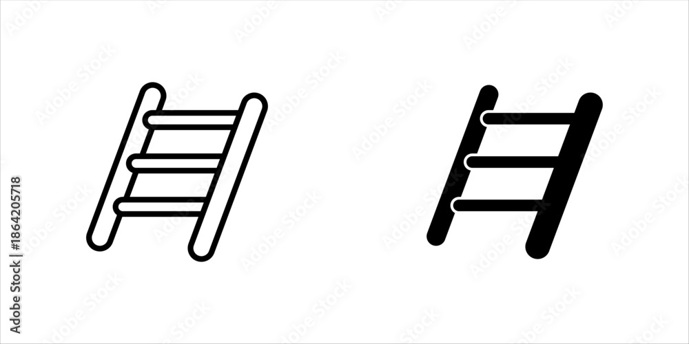 Fototapeta premium Ladder icon in outline style representing climbing, construction, maintenance, and access tools. Suitable for safety, work, and building concepts.
