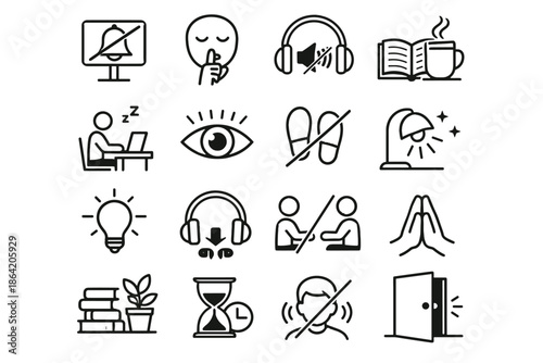 Clarity icon sign rules icons shared signals cue vector quiet compliance coworking