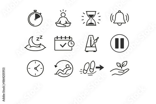 Time break awareness step icon clock action short icons mindful vector based