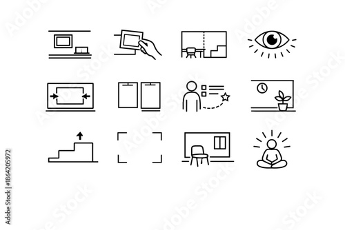 Control minimalist classroom vector environment icons wall intentional boundary icon cue calm