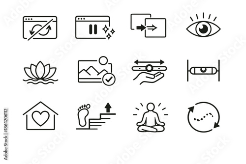 Neurodiversity friendly icon reduced calm use minimal vector interaction icons comfort motion