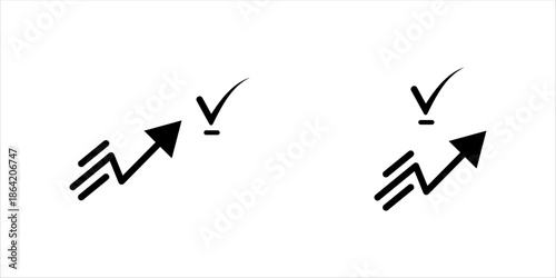 Success Growth Check Line Icon  Minimal line icon of an upward arrow with check mark, symbolizing success, approval, growth, achievement, and positive results.