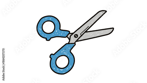 Blue Handle Scissors Tool Open for Cutting and Crafting
