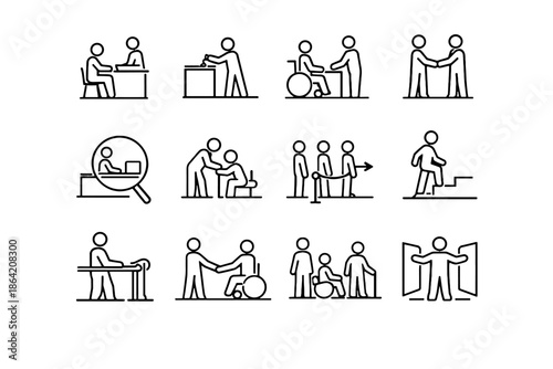 Desk icon focus icons interaction accessible clarity ease vector counter staff service