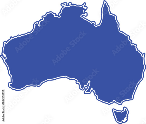 Australia country outline silhouette on transparent background