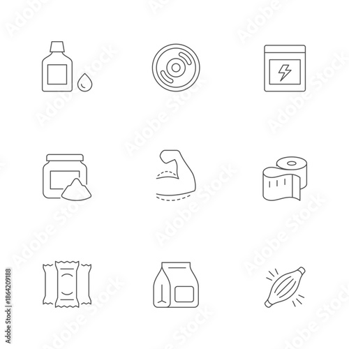 Set line icons of bodybuilding
