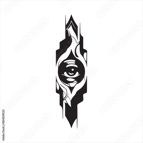 Abstract mystical eye vertical sacred symbol vector illustration