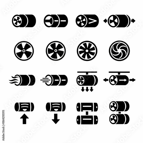 Collection of industrial fan and ventilation icons