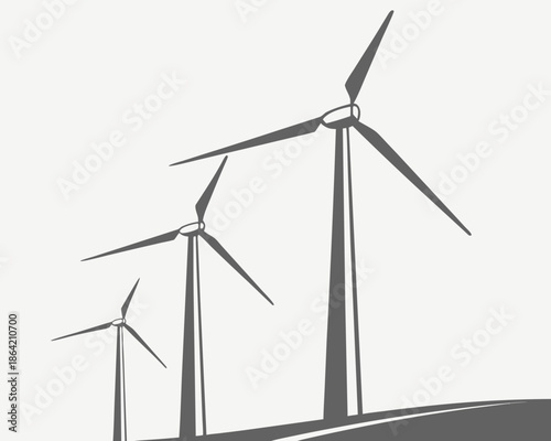 wind turbines on white background