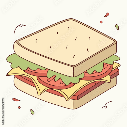 Healthy Flat Style Sandwich Illustration with Fresh Ingredients