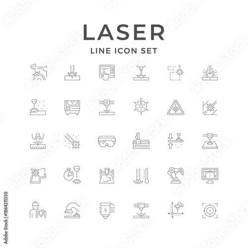 Set line icons of laser