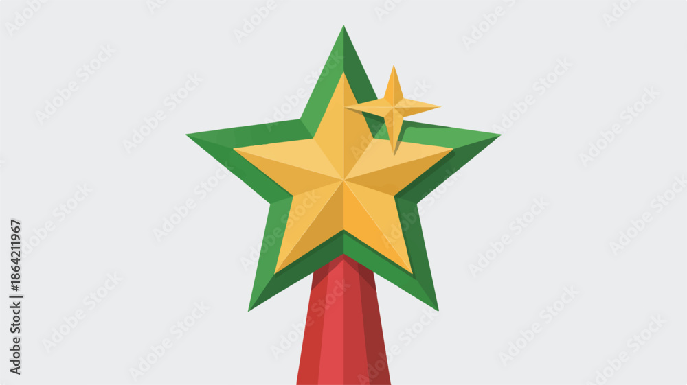 Obraz premium Colorful star shape Christmas tree topper on red pole