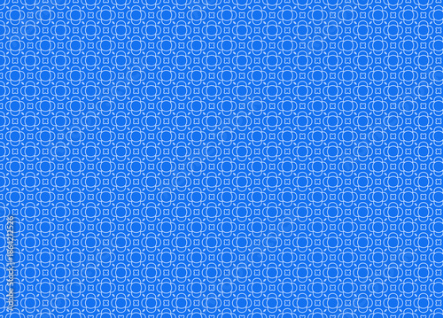 Wallpaper Mural Bright blue background with white geometric floral and circular repeating line pattern design Torontodigital.ca