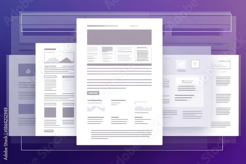 A digital composition of multiple documents featuring charts and data layouts.