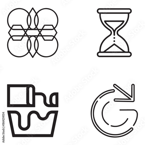 An elegant outline icon depicting a classic hourglass, symbolizing time, waiting, or countdown.