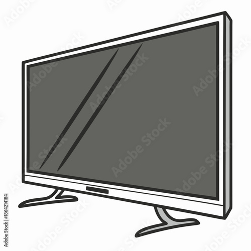 Stylized Modern Flat Screen Television Monitor Icon
