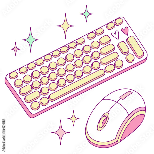 Modern Flat Design Computer Keyboard and Mouse Icon