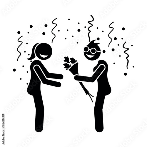 Girlfriend and Boyfriend Propose Celebration Illustration Vector 