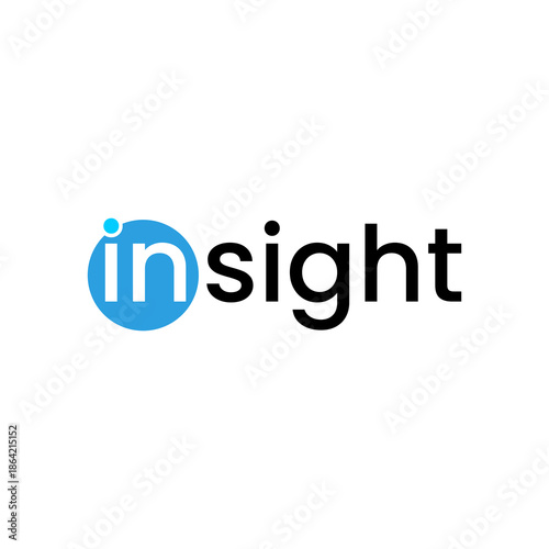 Insight Logo Vector Design with Modern Typography and Blue Circle Icon Concept for Business Analytics Technology Branding