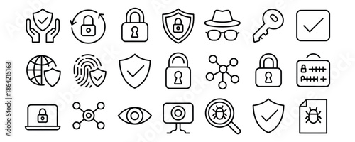 Security icons set for cybersecurity and data protection concepts