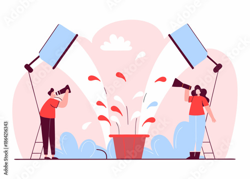 Photographers capturing a dynamic splash