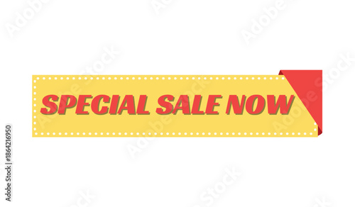 Special Sale Now Banner with Red Arrow and Dashed Border Illustration Vector 